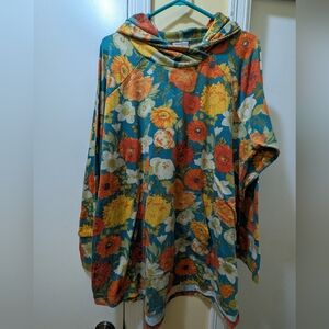 LulaRoe XL Floral Hooded Pullover Tunic W/ Pockets